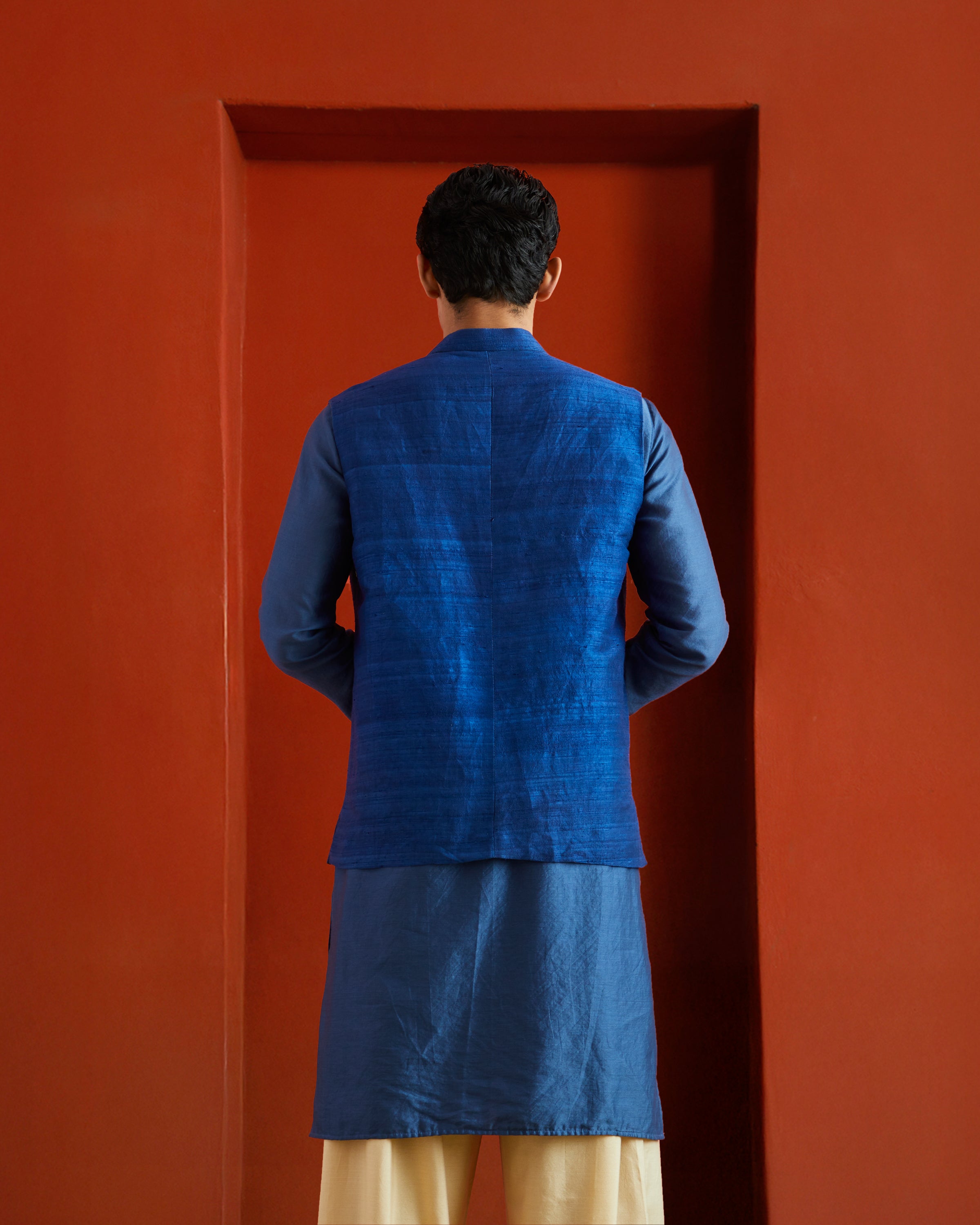 Blue Raw Silk Bandi
