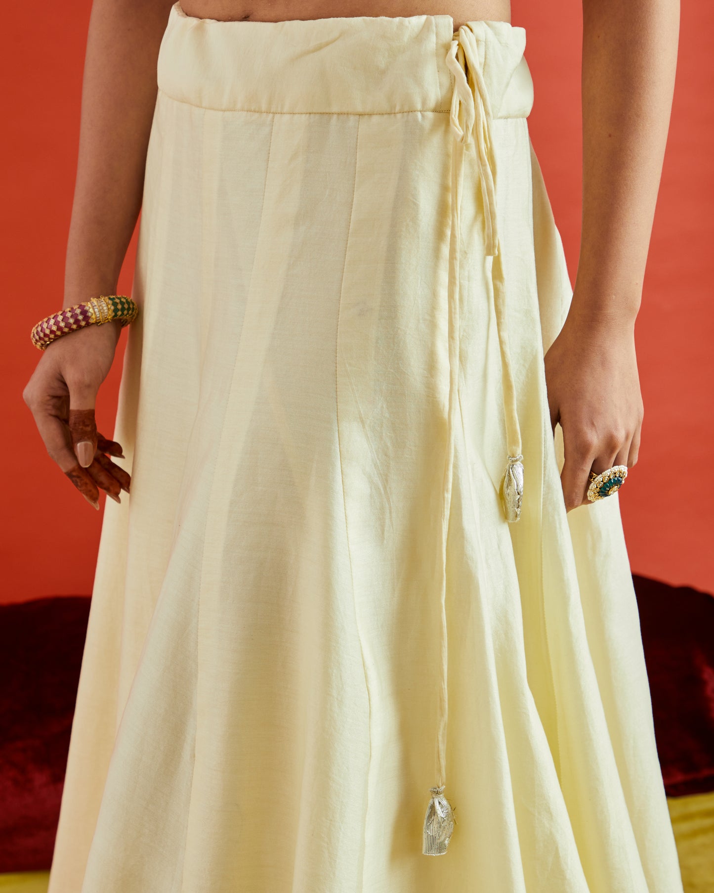 Pure Chanderi Lehenga Skirt With Gota Trio Border