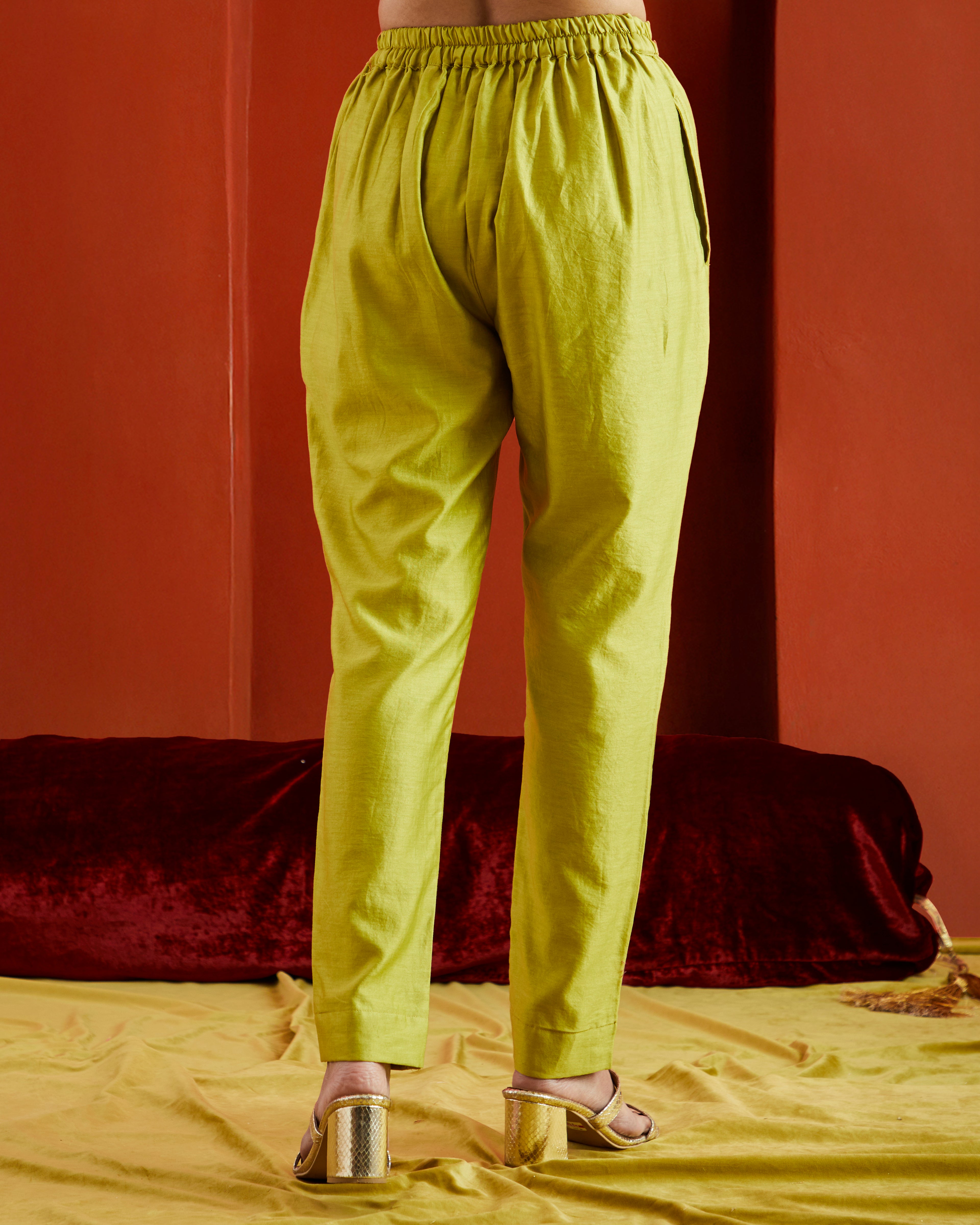 Green Pure Chanderi Pants