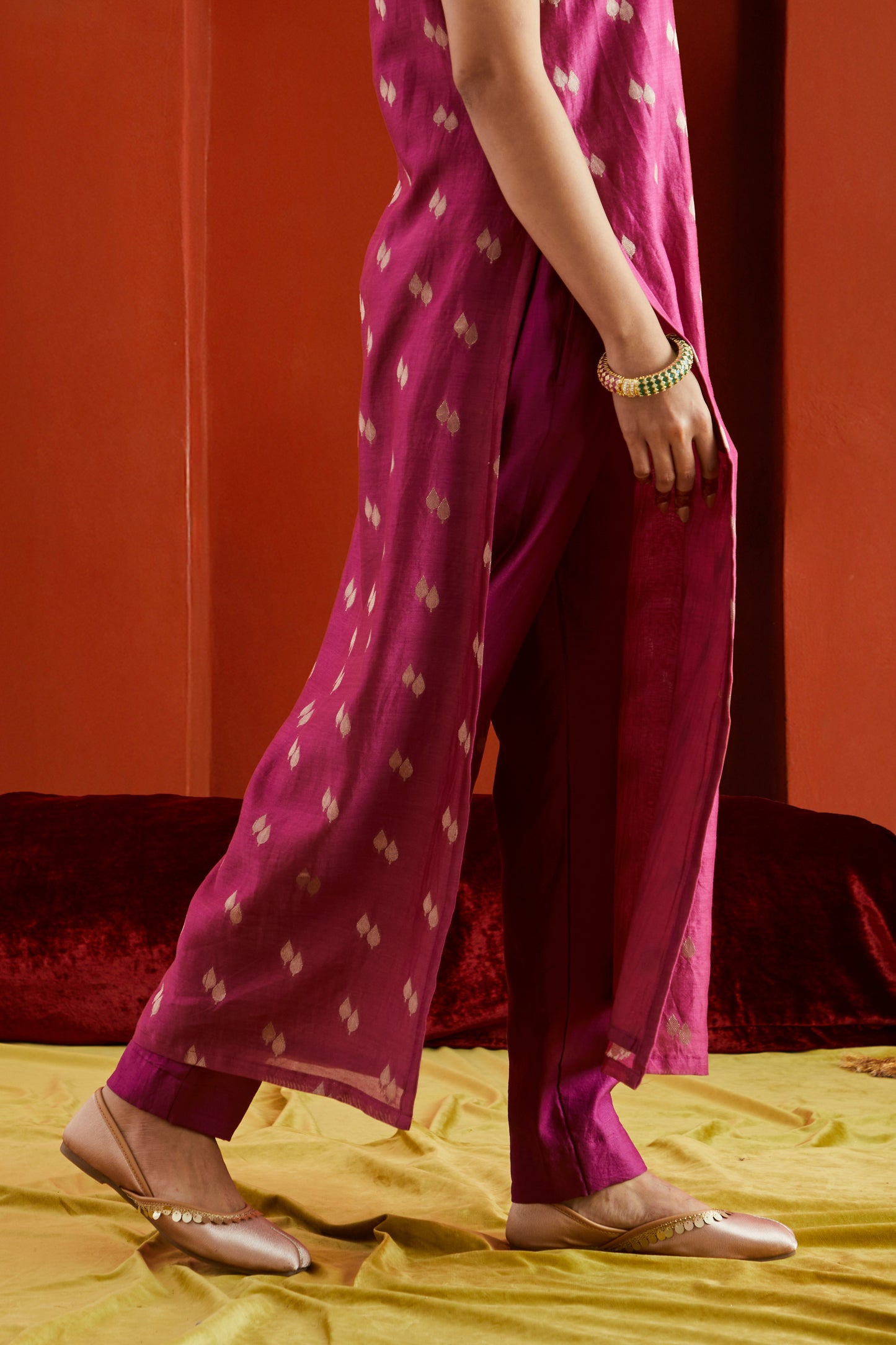 Pink Pure Chanderi Pants