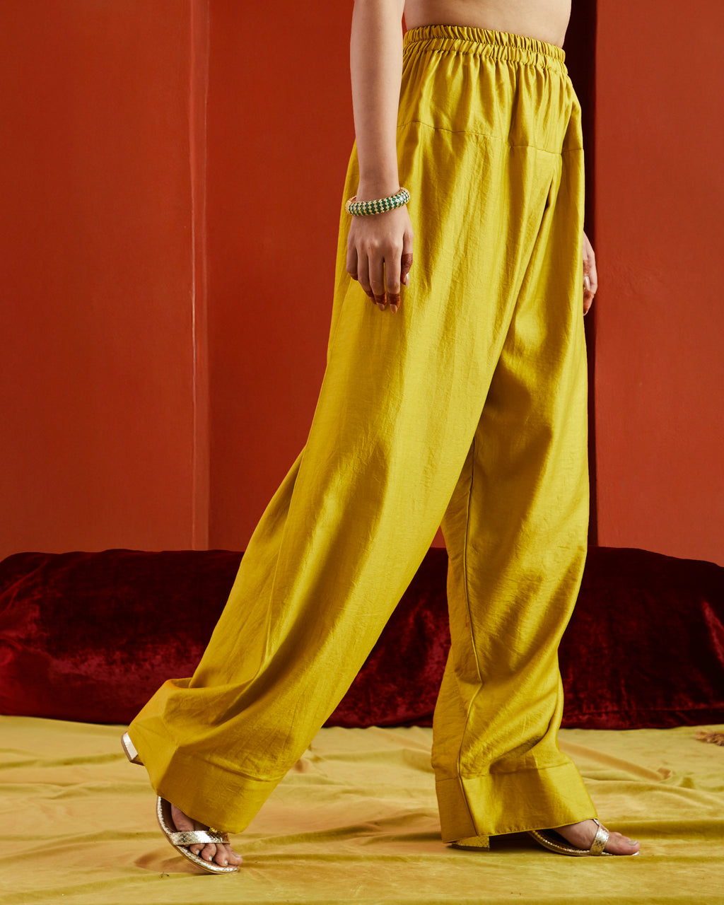 Yellow Pure Chanderi Farshi Salwar