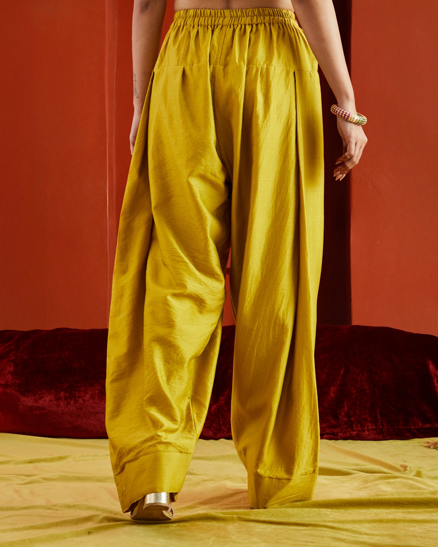 Yellow Pure Chanderi Farshi Salwar