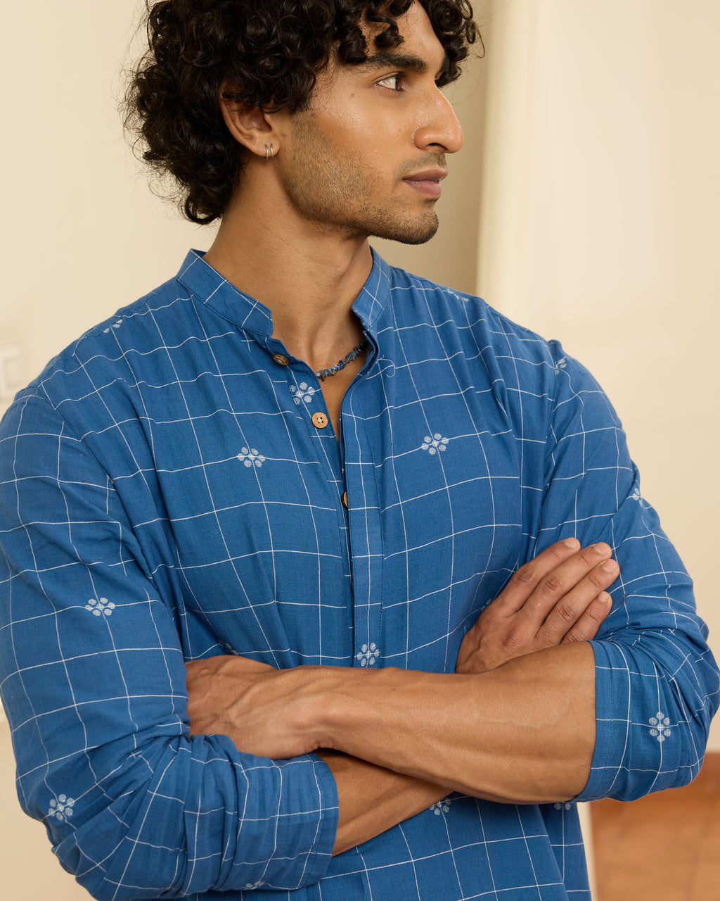 Neel Phul Jamdani Kurta