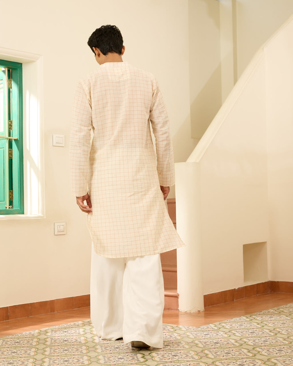 Laal Rekha Jamdani Kurta