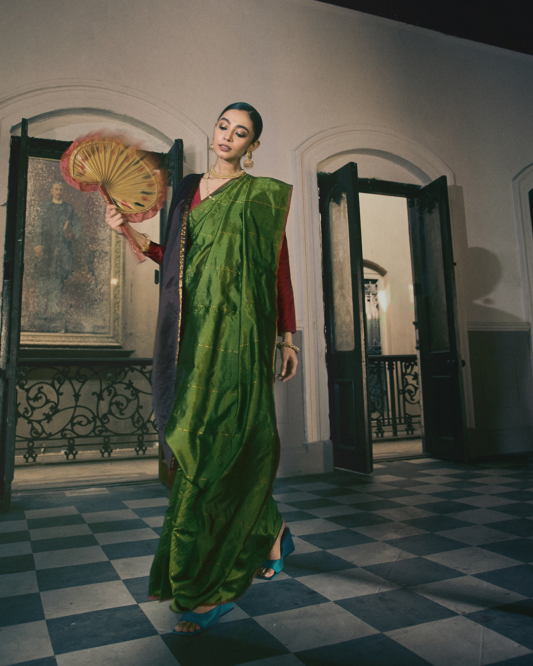 Bimla Green Brown Saree