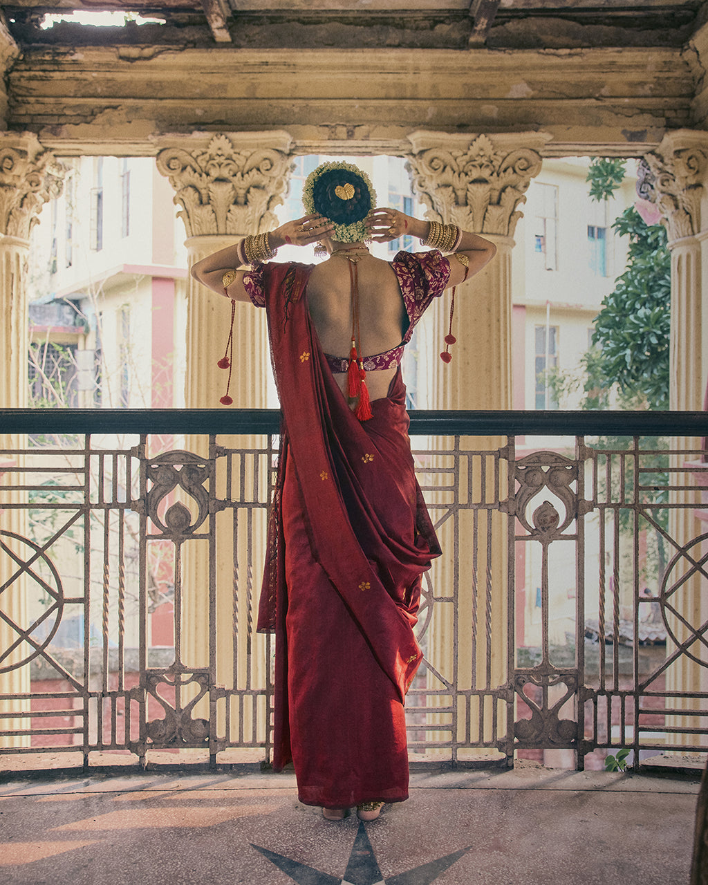 Mrinmoyee Maroon Saree
