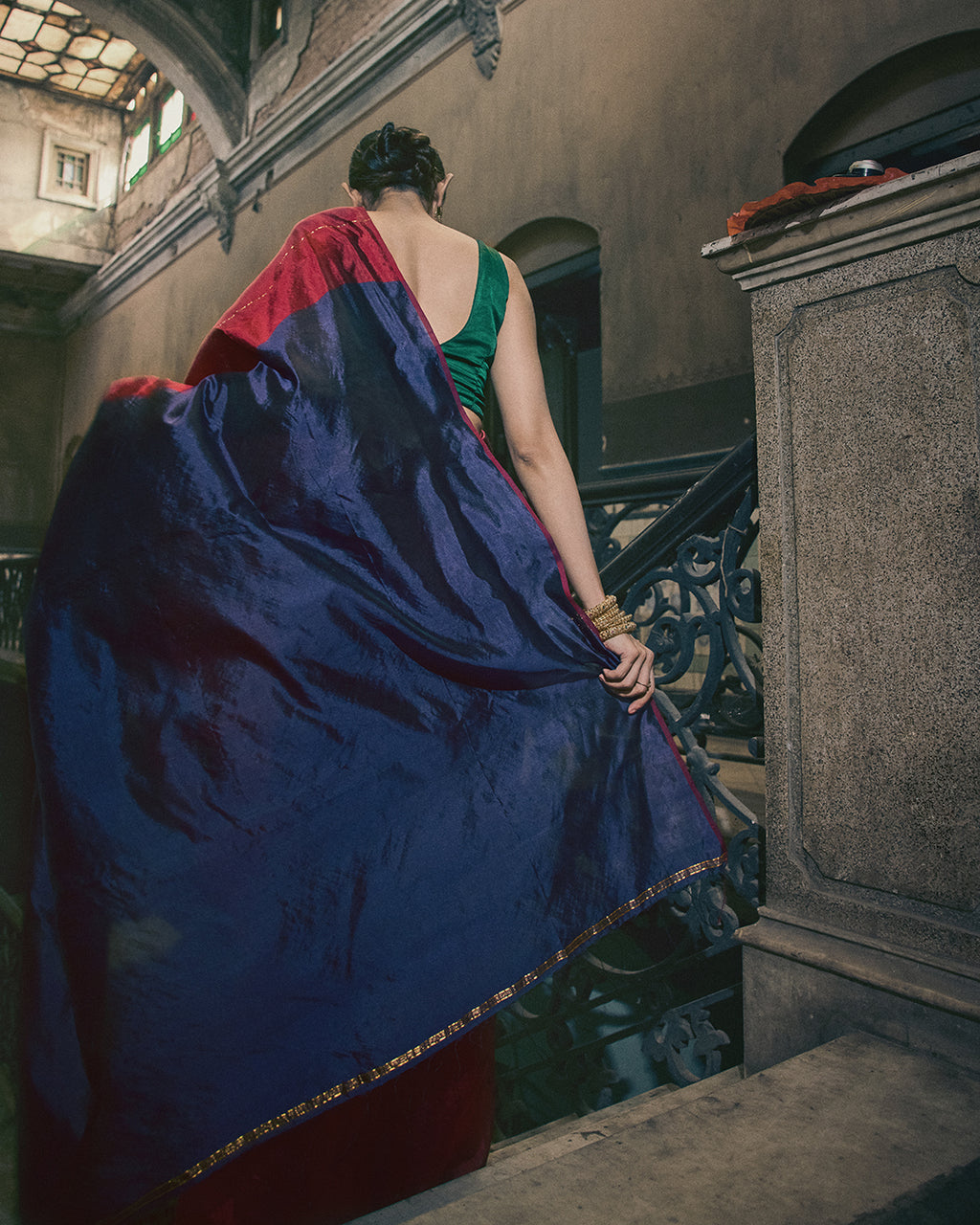 Bimla Maroon Blue Saree