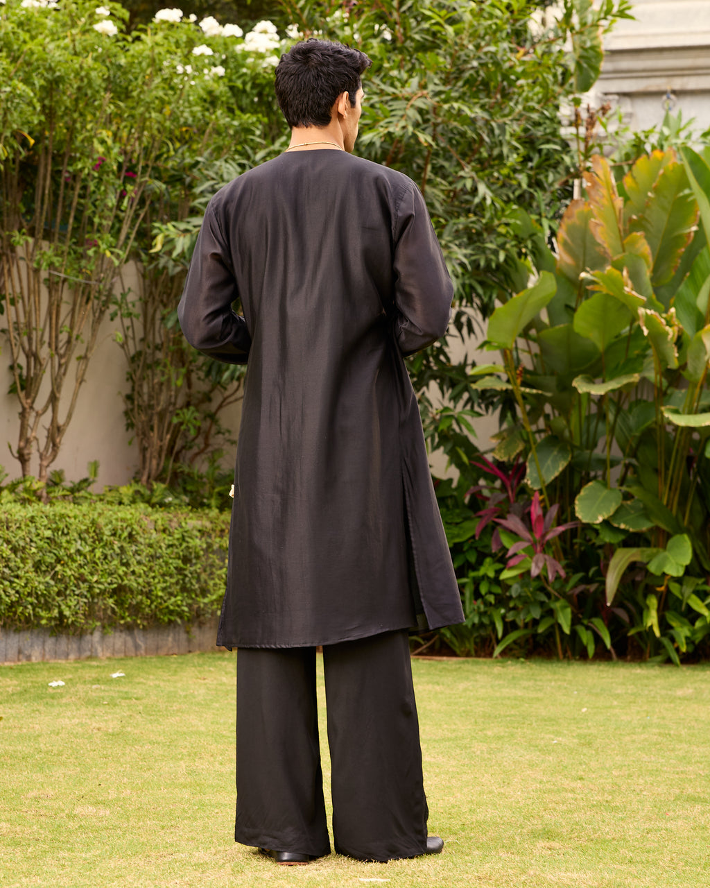 Black Pure Chanderi Angrakha (Minimal)