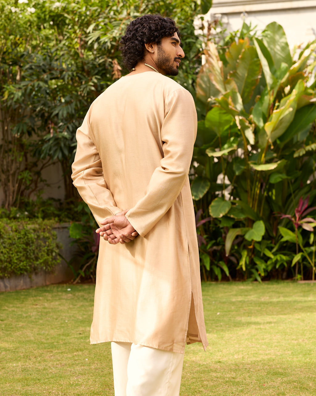 Light Gold Pure Chanderi Angrakha (Minimal)