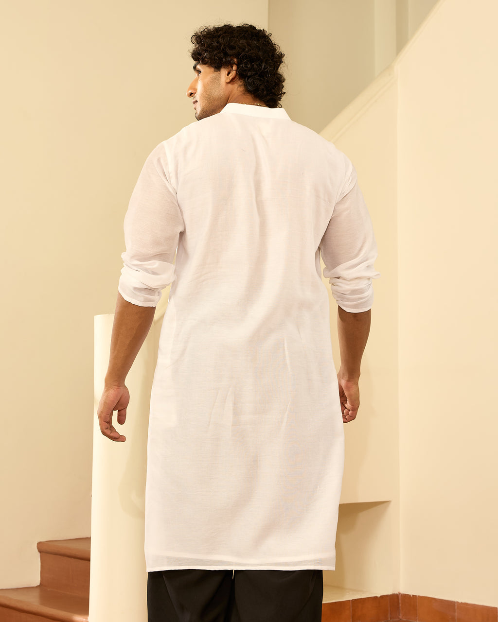 White Pure Chanderi Men's Kurta