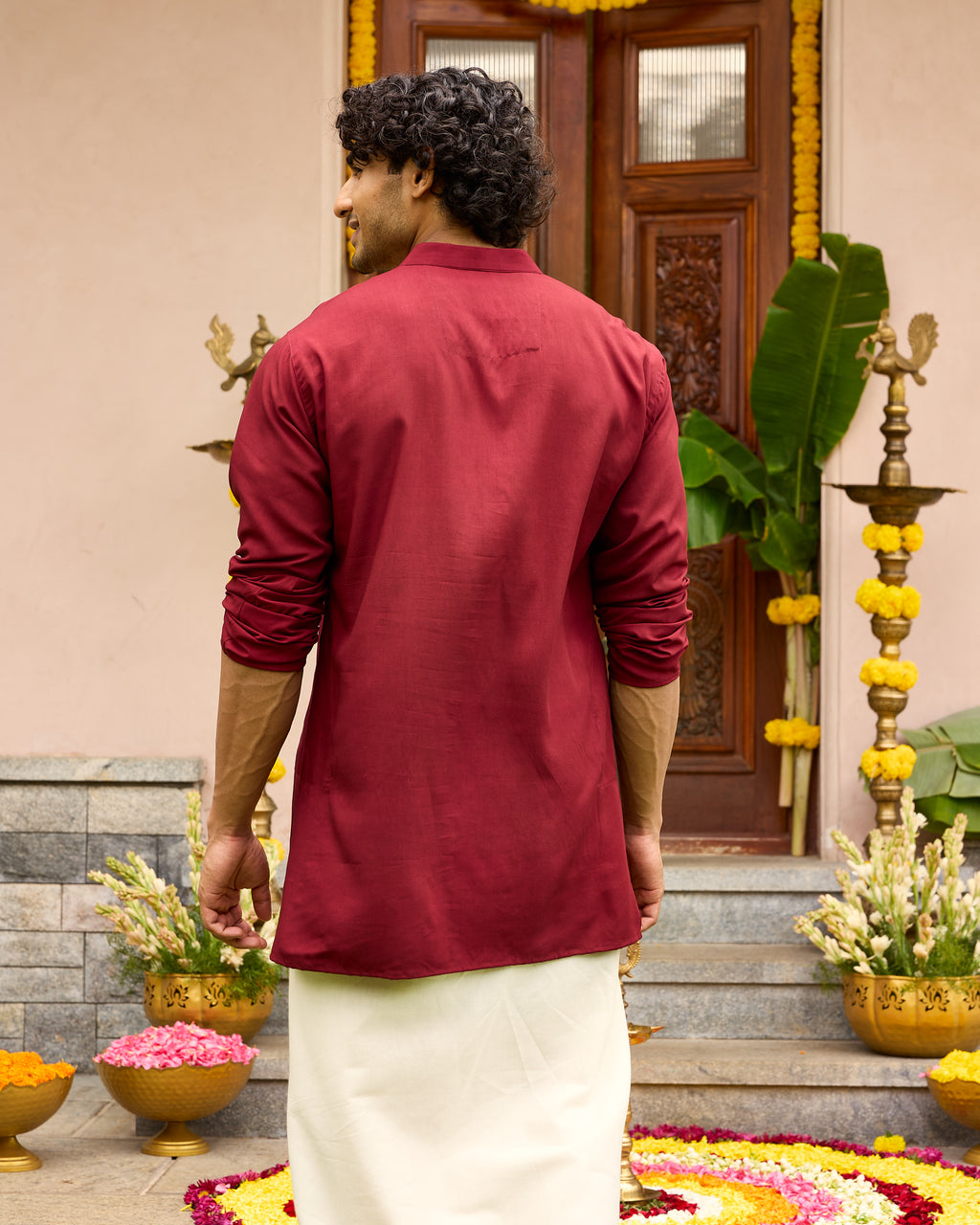 Maroon Modal Men's Short Kurta