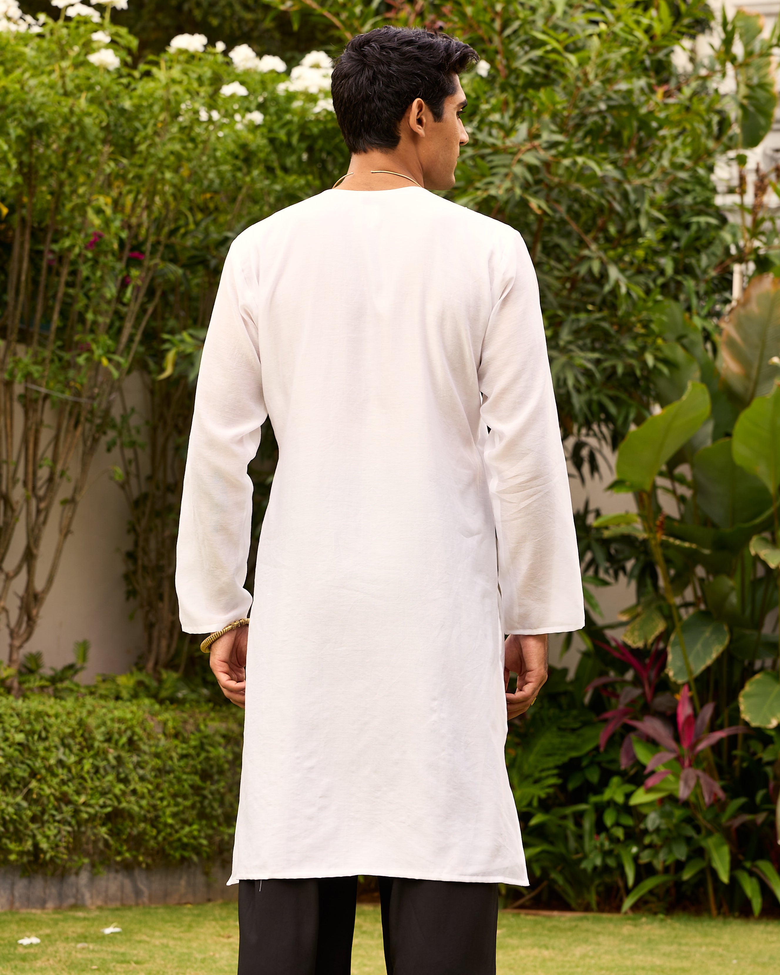 White Pure Chanderi Angrakha (Minimal)