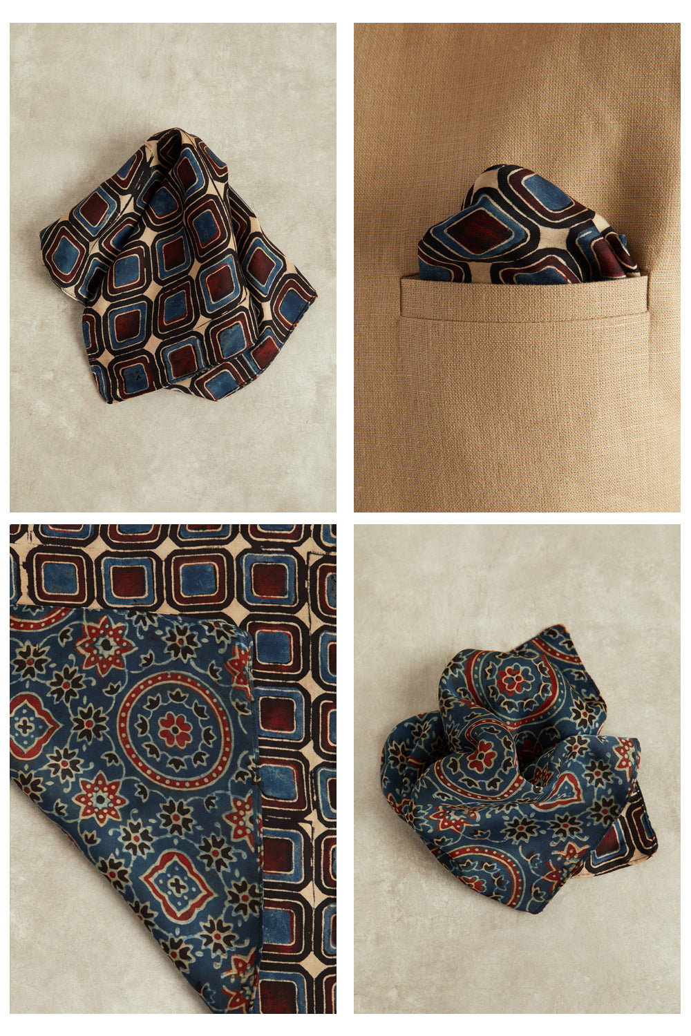 Qissa Ajrakh Dotarfa Pocket Square