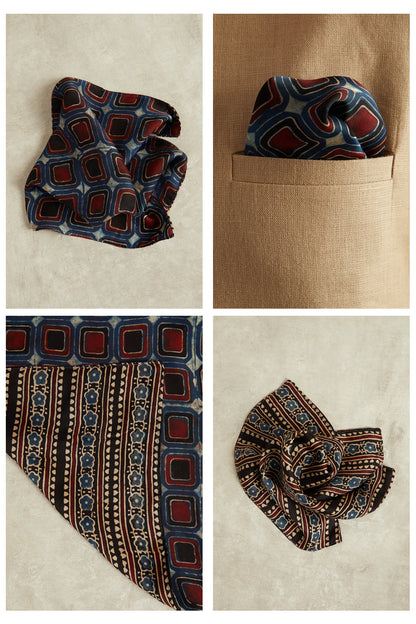 Kyari Ajrakh Dotarfa Pocket Square