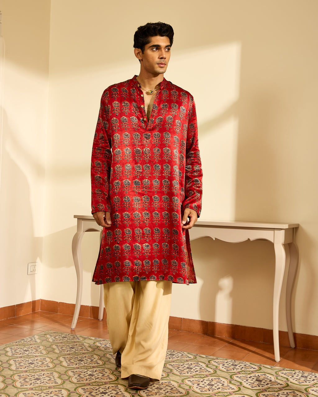 Butta Ajrakh Mashru Kurta