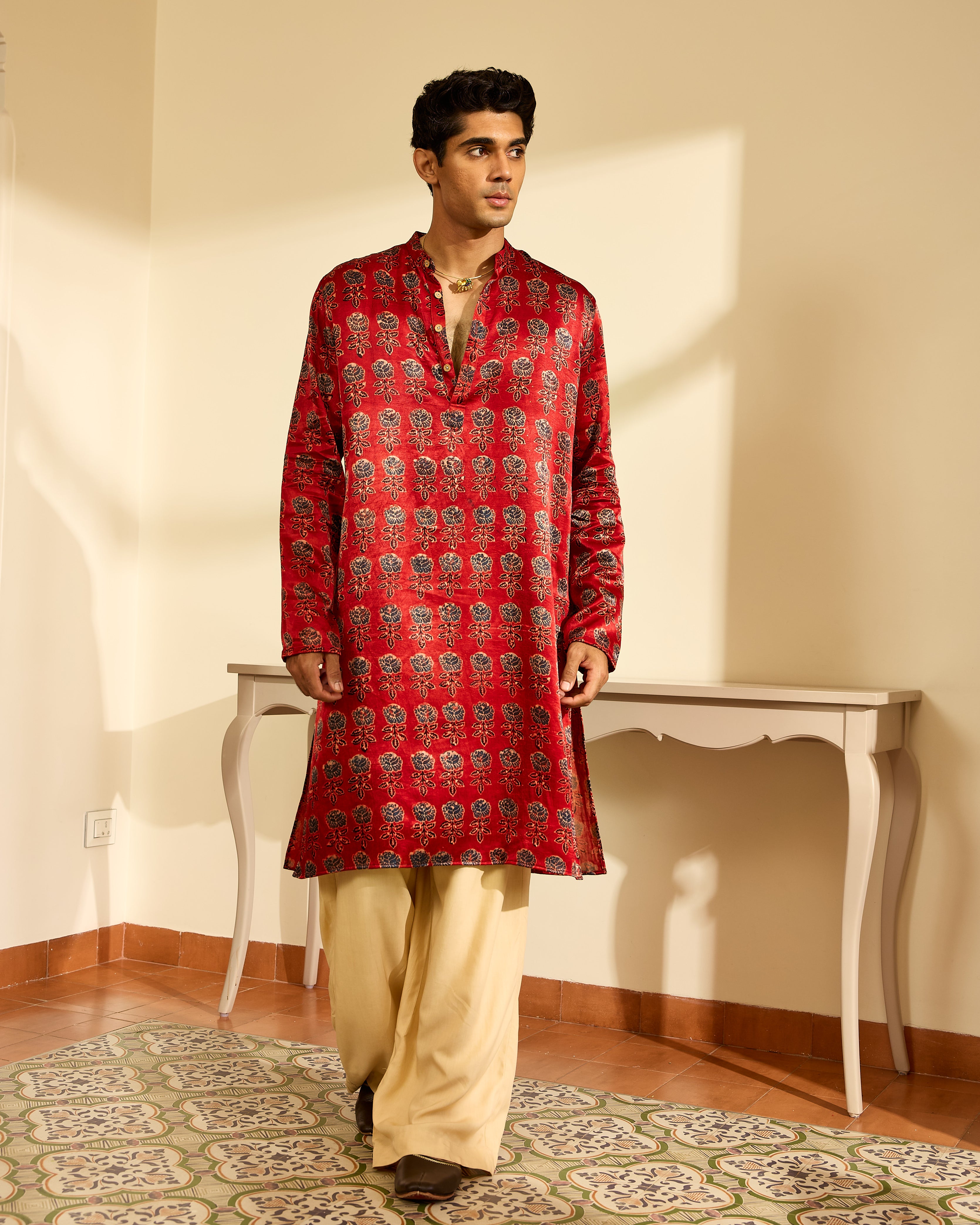 Butta Ajrakh Mashru Kurta