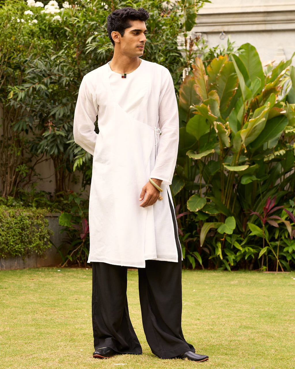 White Pure Chanderi Angrakha (Minimal)