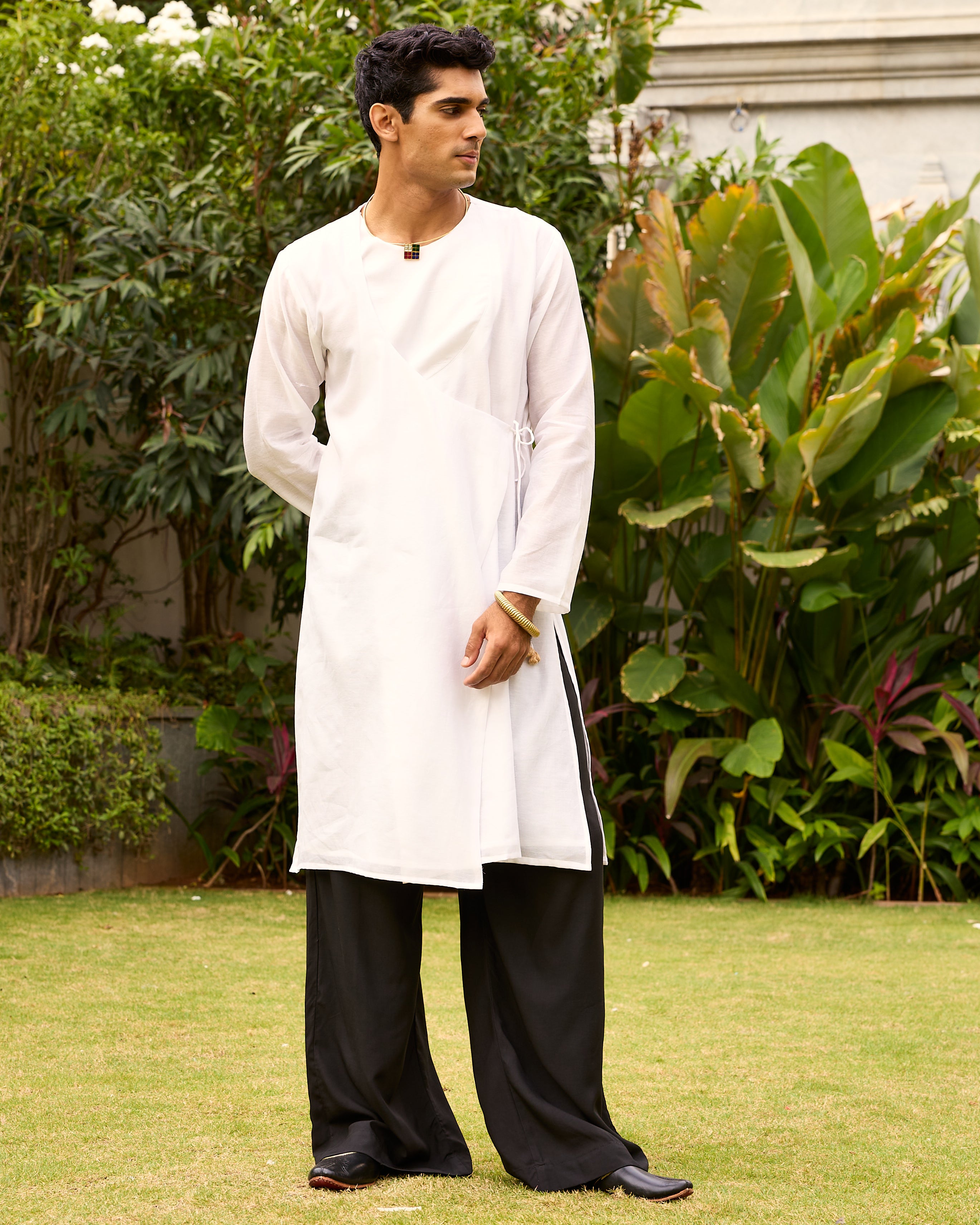 White Pure Chanderi Angrakha (Minimal)