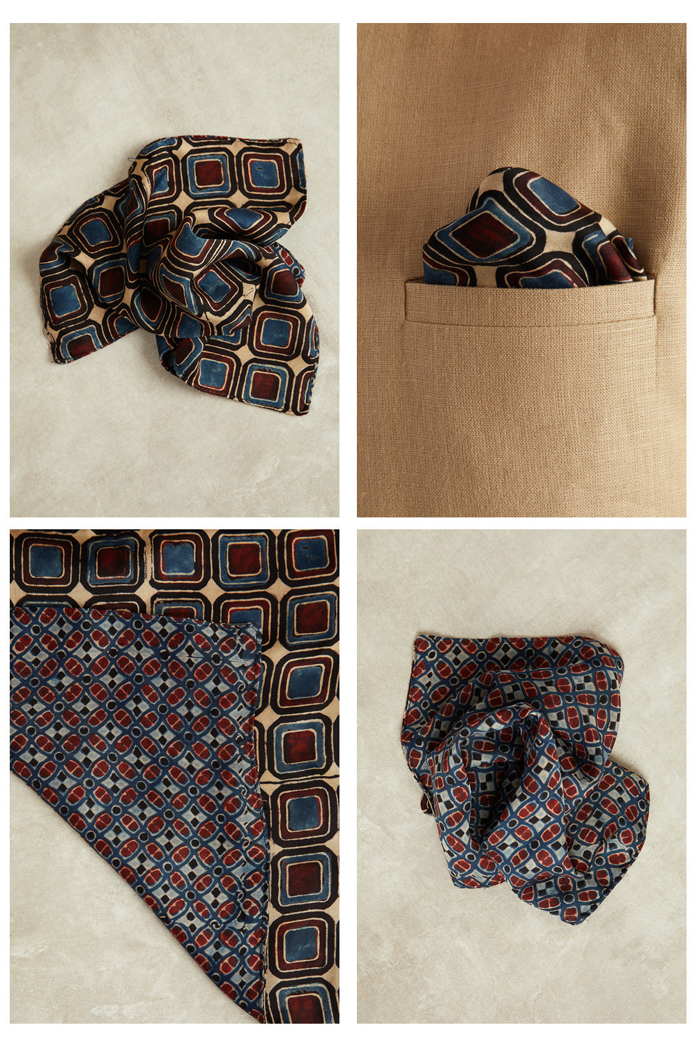 Jaal Ajrakh Dotarfa Pocket Square