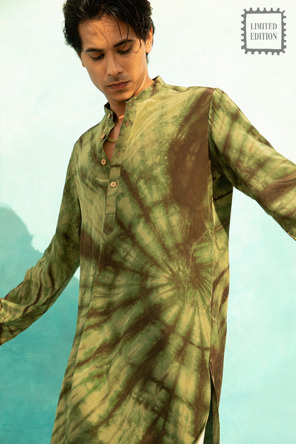 Rangrez Pure Crepe Olive Kurta