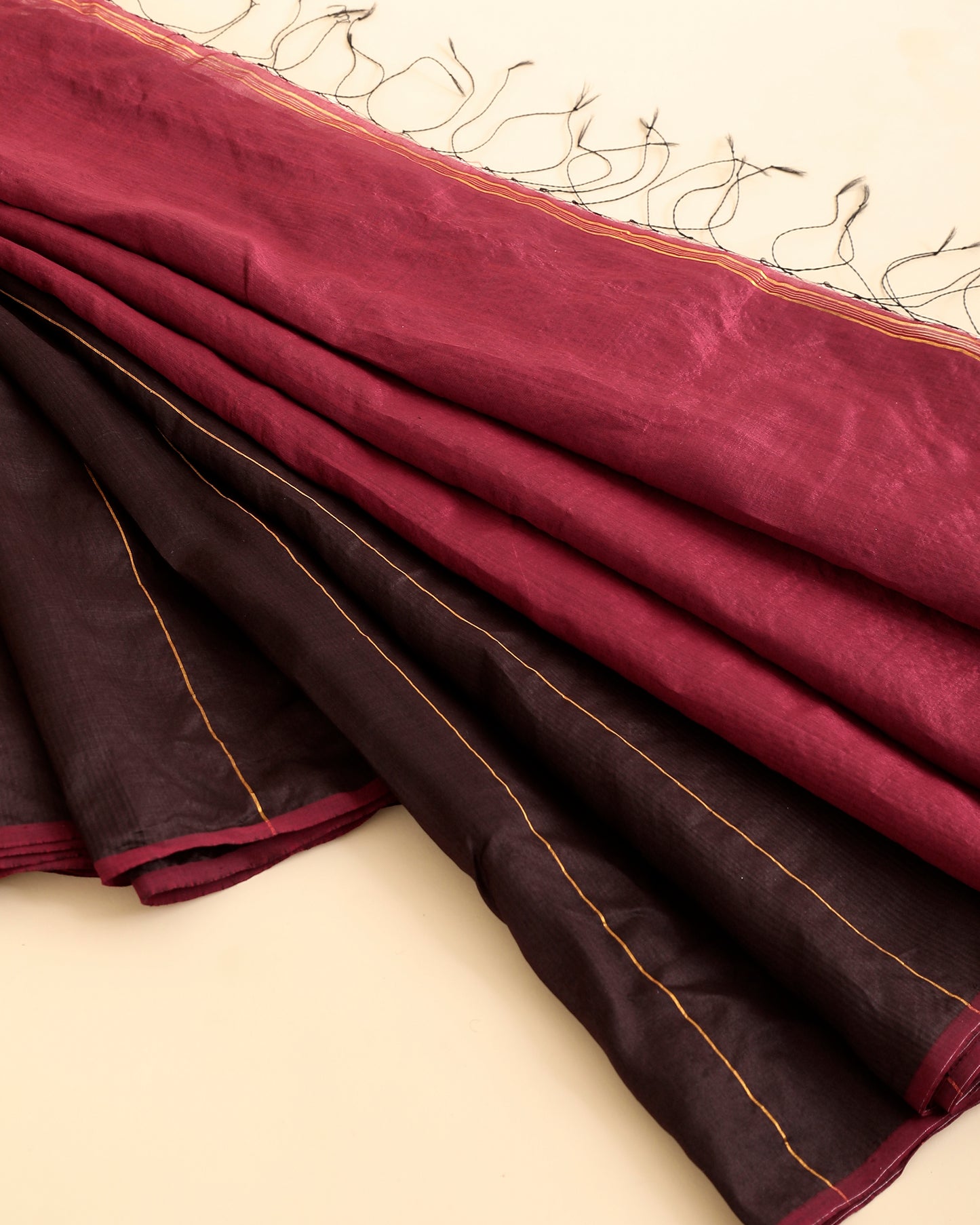 Charu Maroon Brown Saree