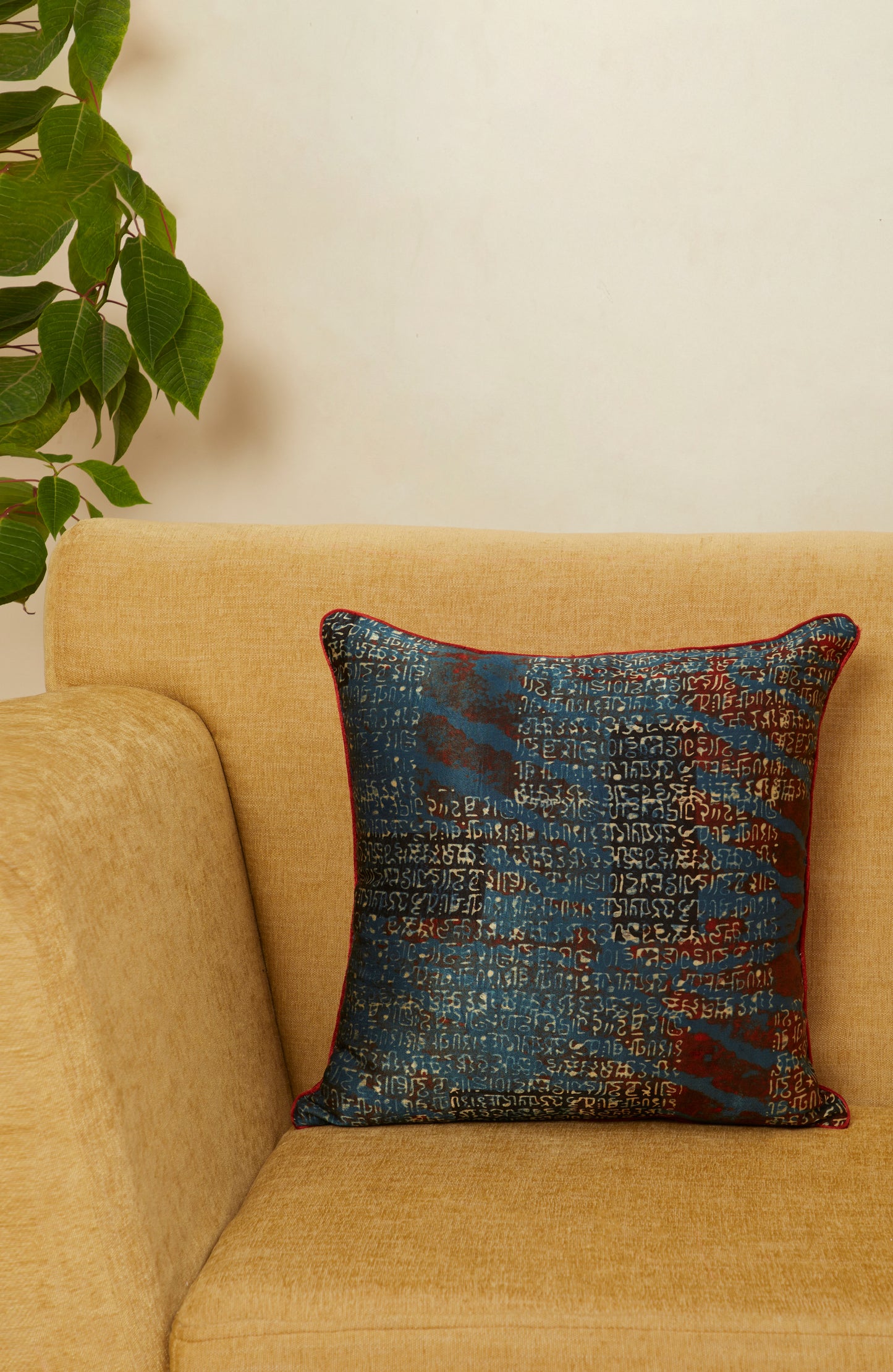 Sanjaal Mashru Ajrakh Square Cushion Cover