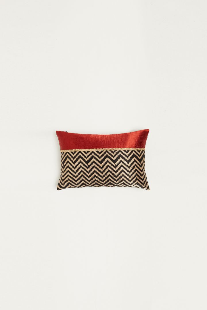 Vichi Red Mashru Ajrakh Rectangle Cushion Cover