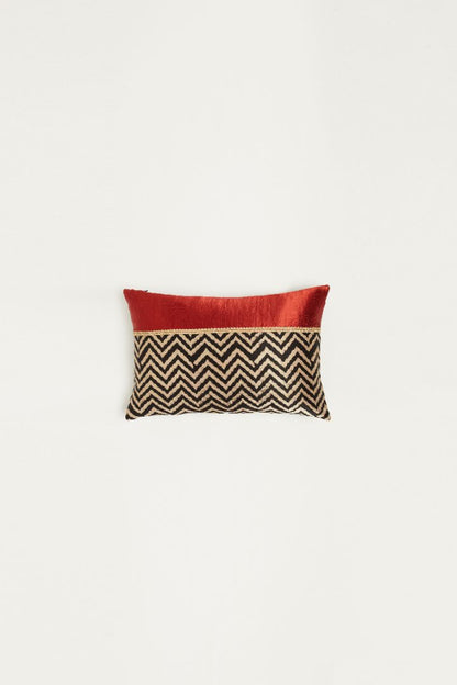 Vichi Red Mashru Ajrakh Rectangle Cushion Cover