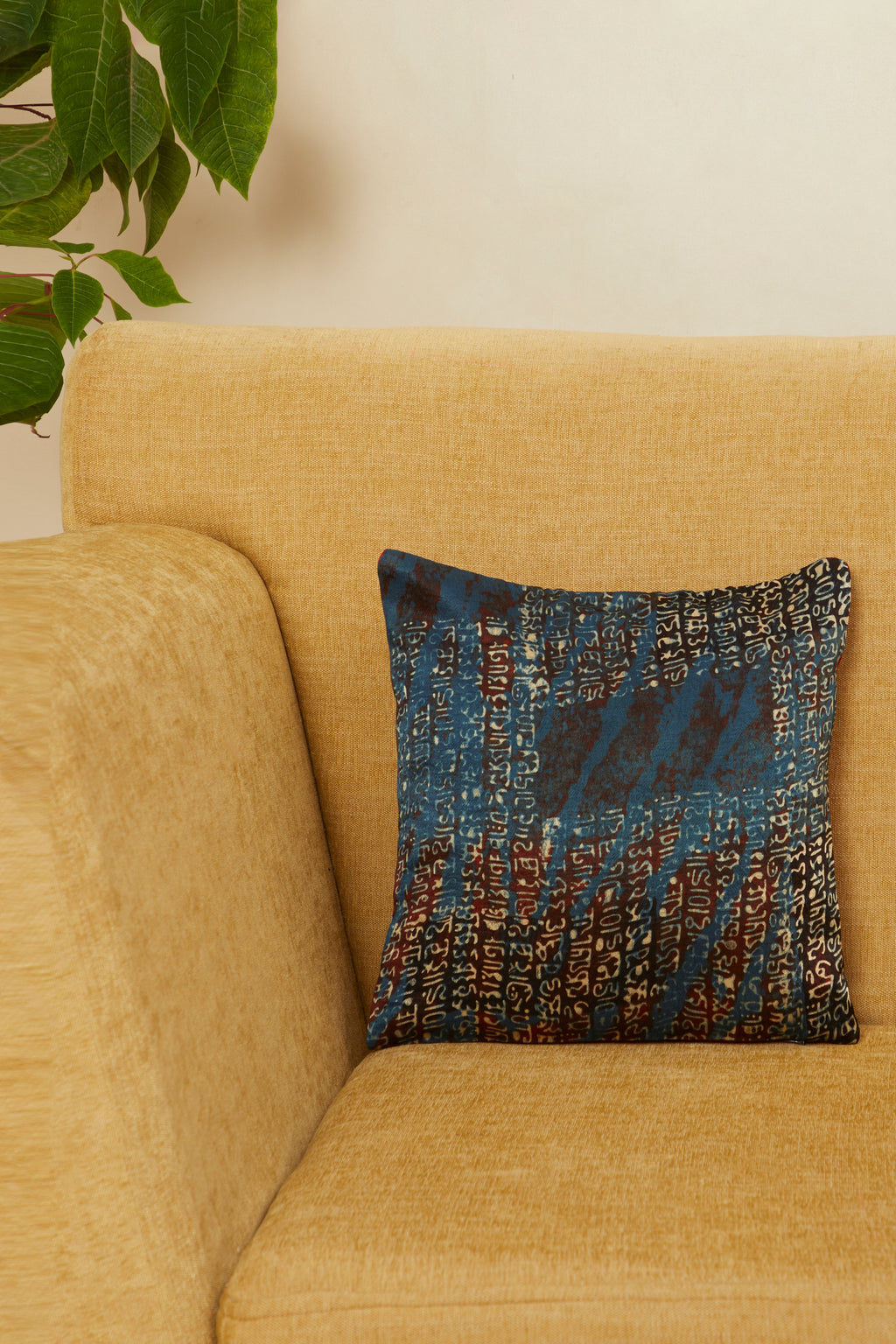 Sanjaal Mashru Ajrakh Square Cushion Cover