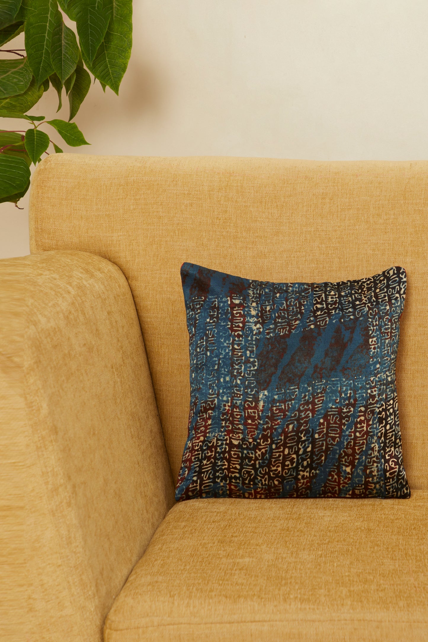 Sanjaal Mashru Ajrakh Square Cushion Cover