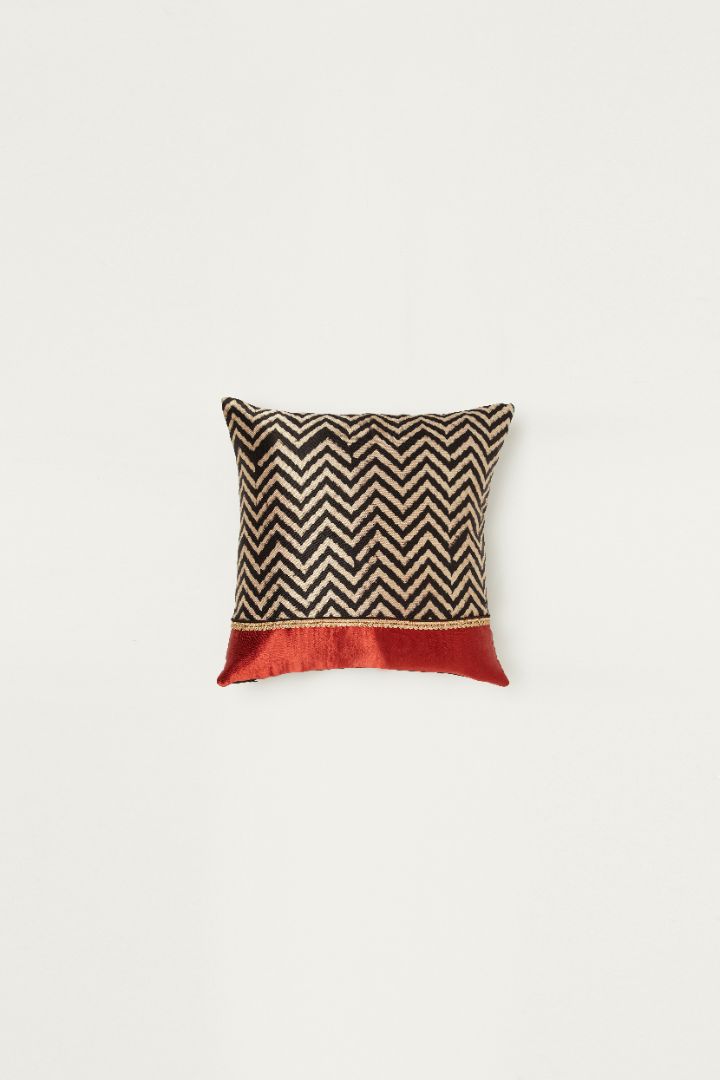 Vichi Red Mashru Ajrakh Square Cushion Cover