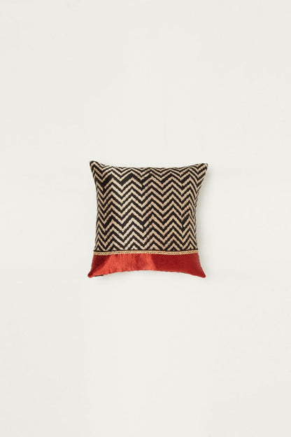 Vichi Red Mashru Ajrakh Square Cushion Cover