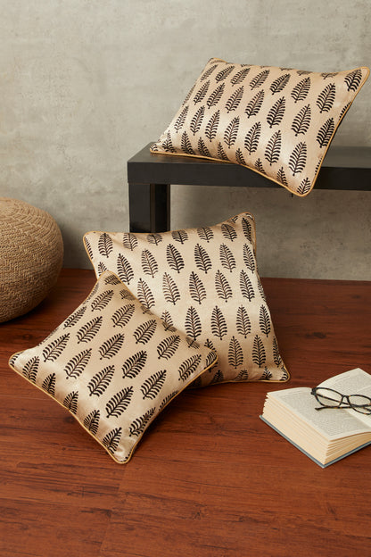 Panna Mashru Ajrakh Square Cushion Cover