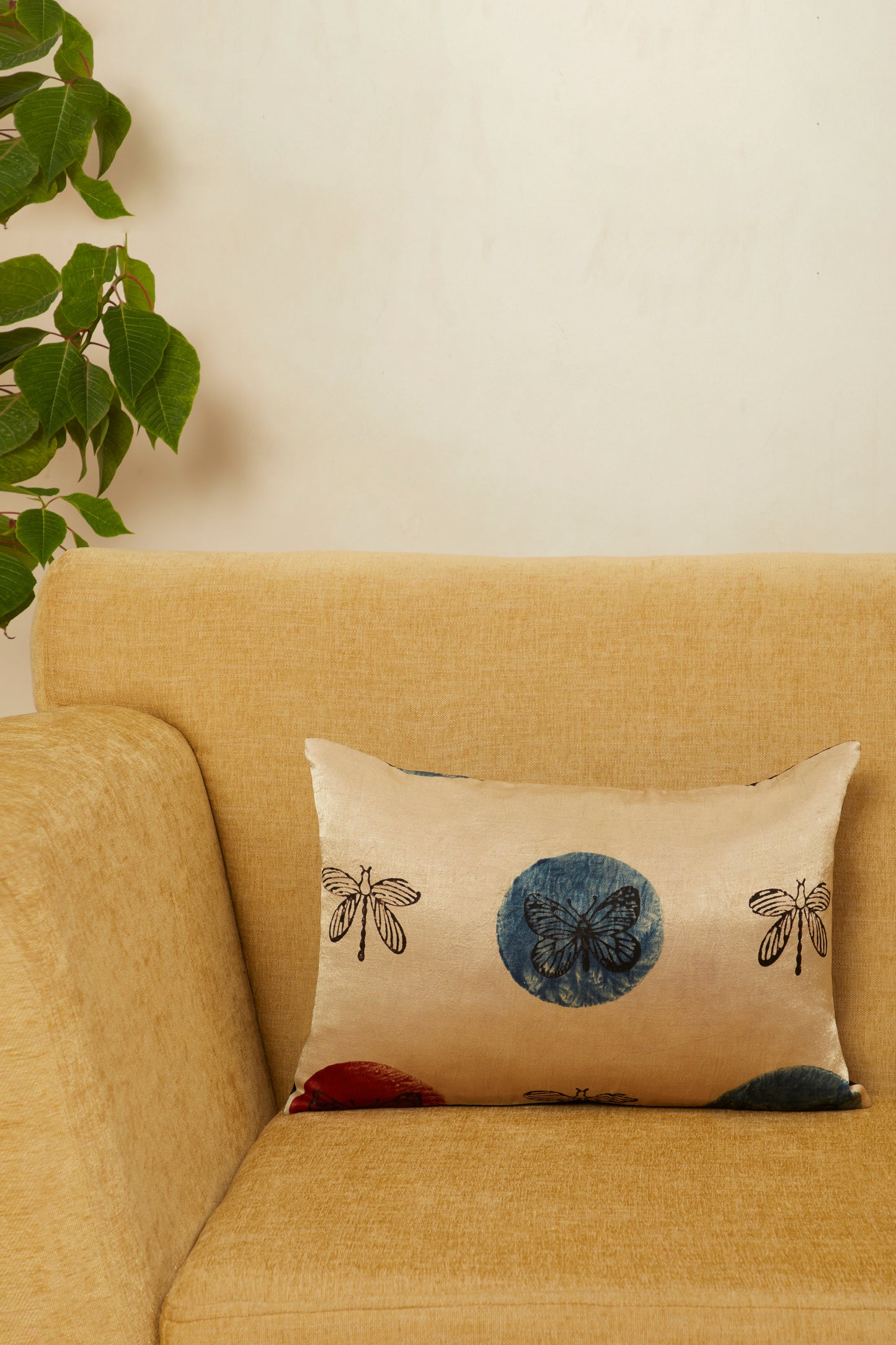 Titli Blue Mashru Ajrakh Rectangle Cushion Cover