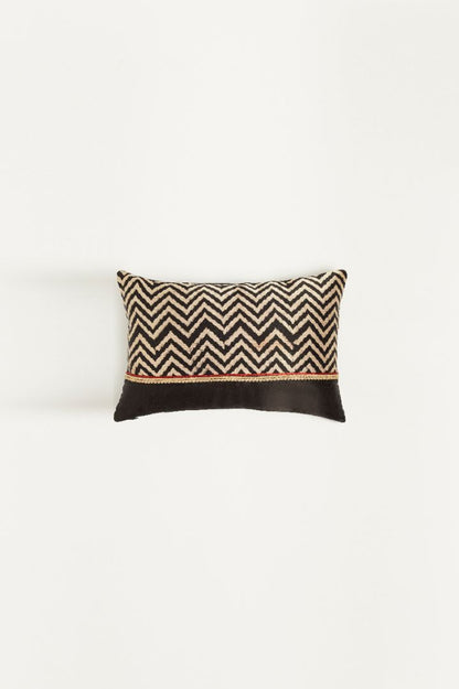 Vichi Black Mashru Ajrakh Rectangle Cushion Cover