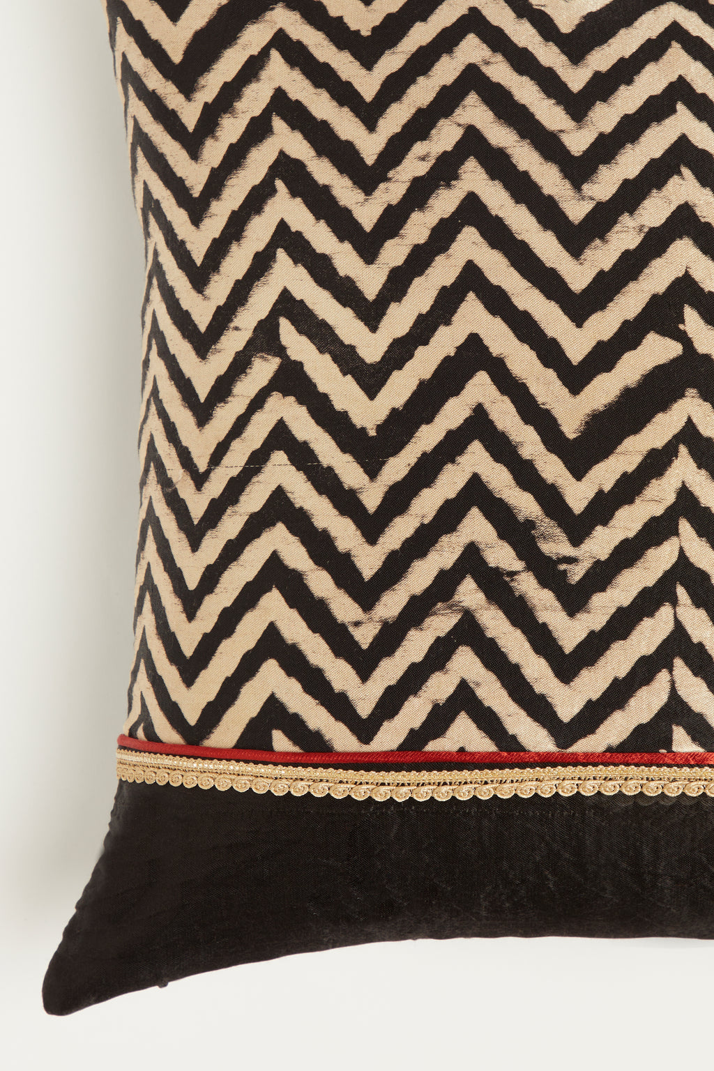 Vichi Black Mashru Ajrakh Square Cushion Cover