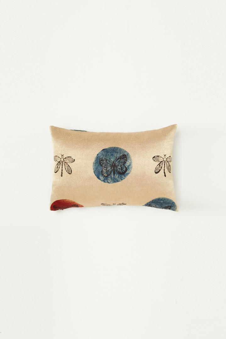 Titli Blue Mashru Ajrakh Rectangle Cushion Cover