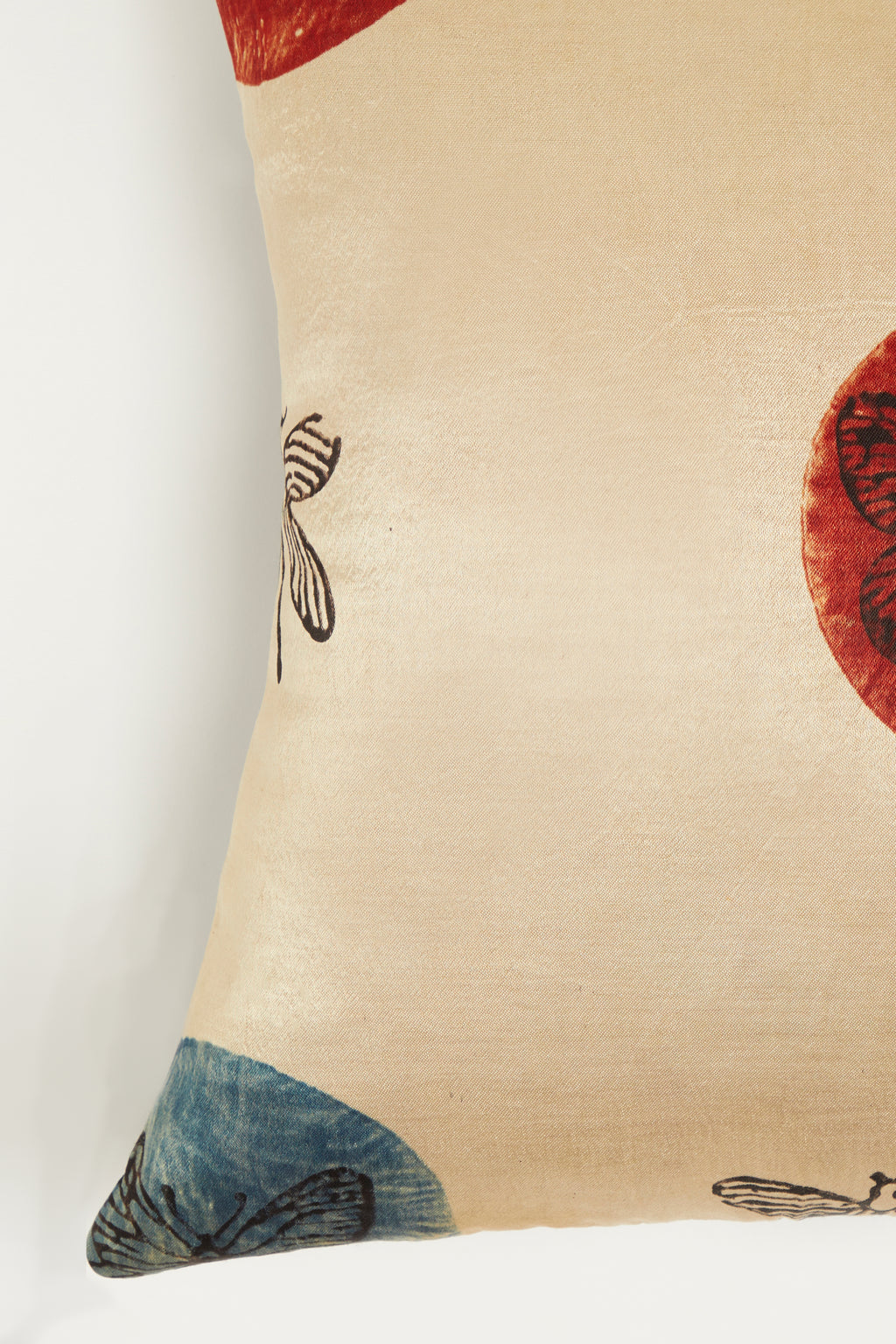 Titli Red Mashru Ajrakh Rectangle Cushion Cover