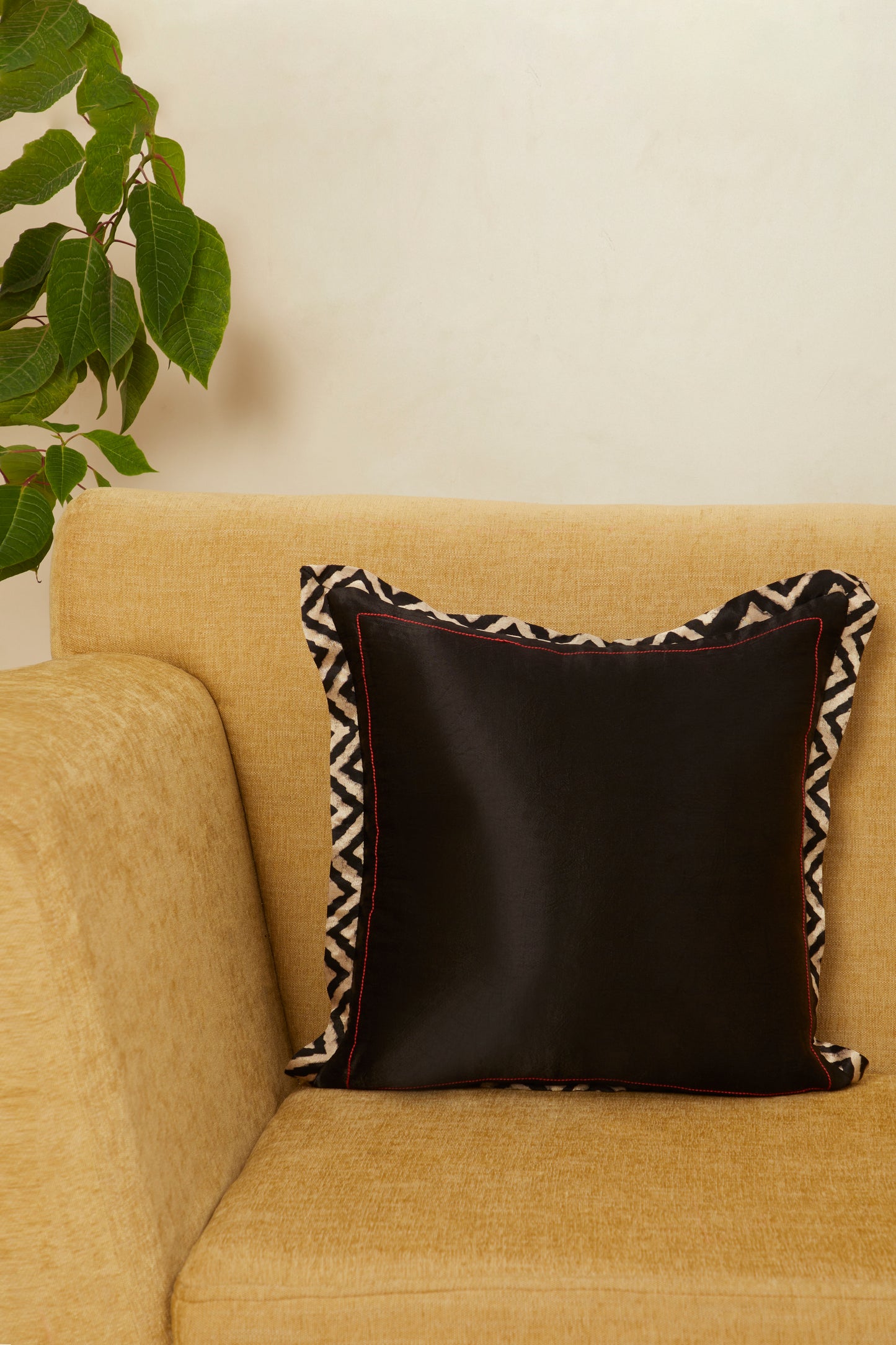 Aakaar Mashru Ajrakh Square Cushion Cover