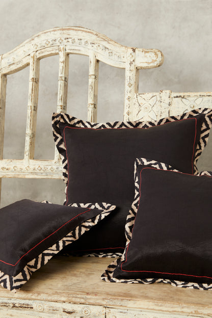 Aakaar Mashru Ajrakh Square Cushion Cover