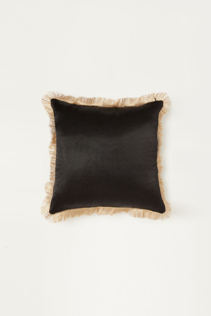 Phool Black Velvet Square Cushion Cover