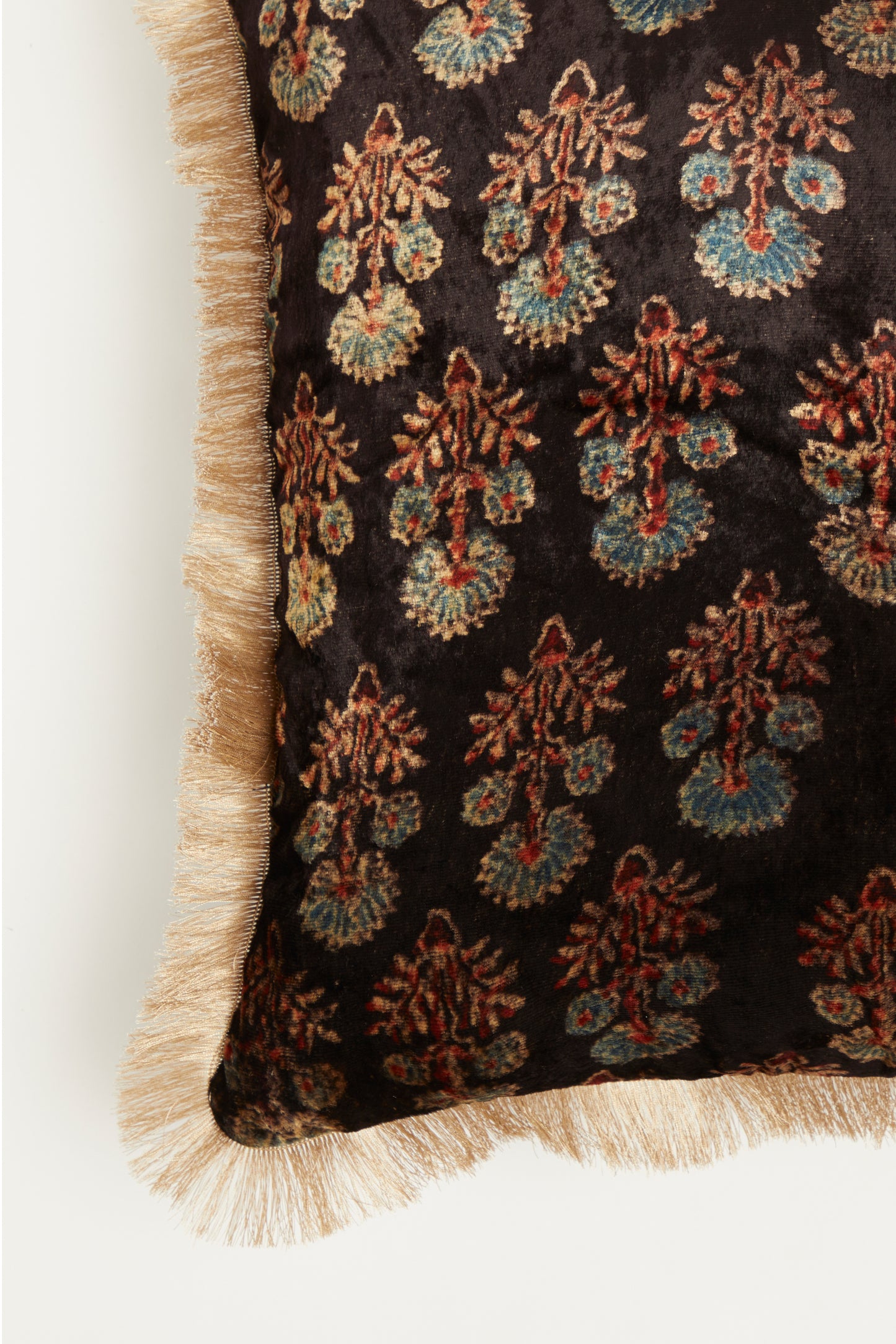 Phool Velvet Ajrakh Rectangle Cushion Cover