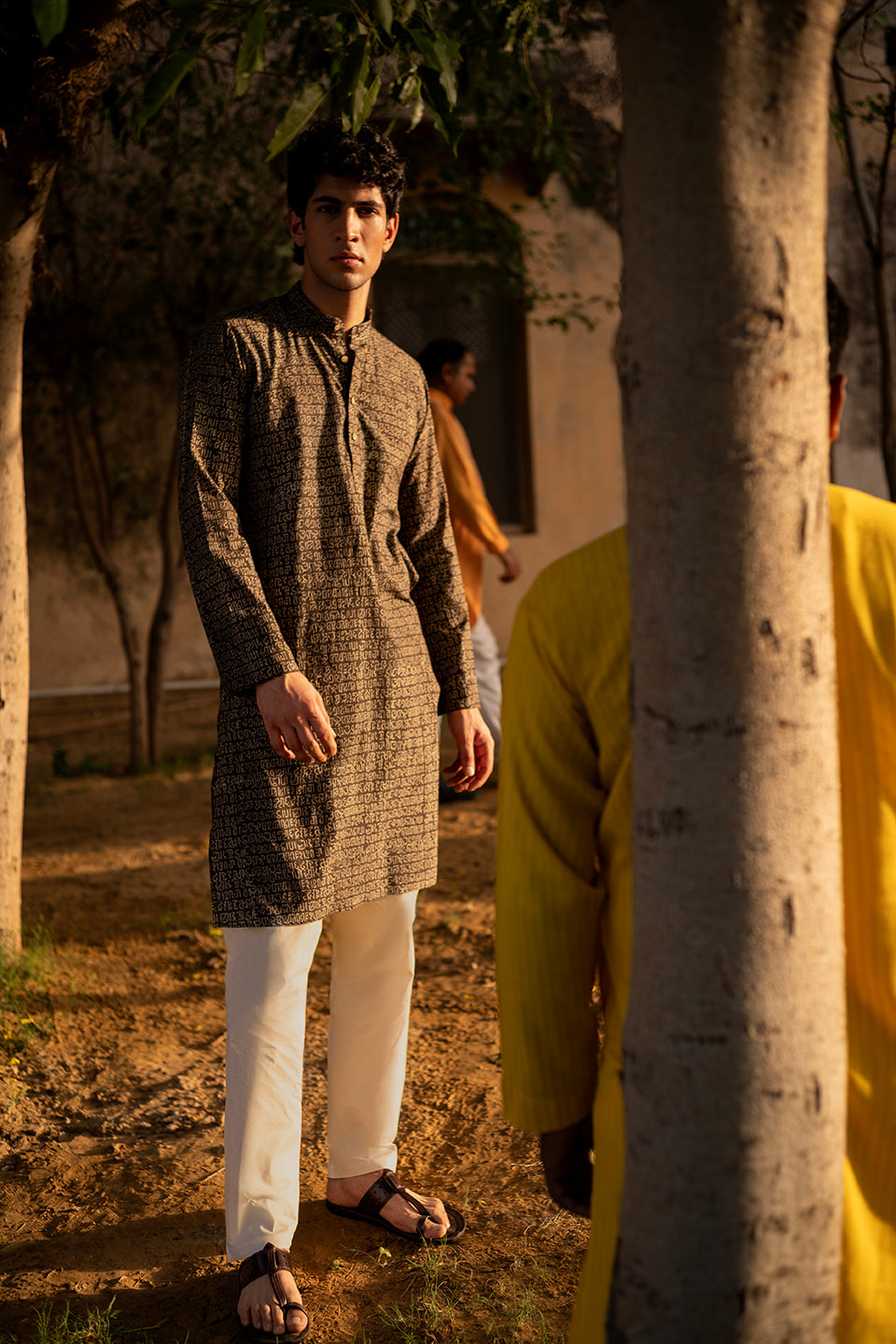 Kachchh Stone Grey Cotton Kurta