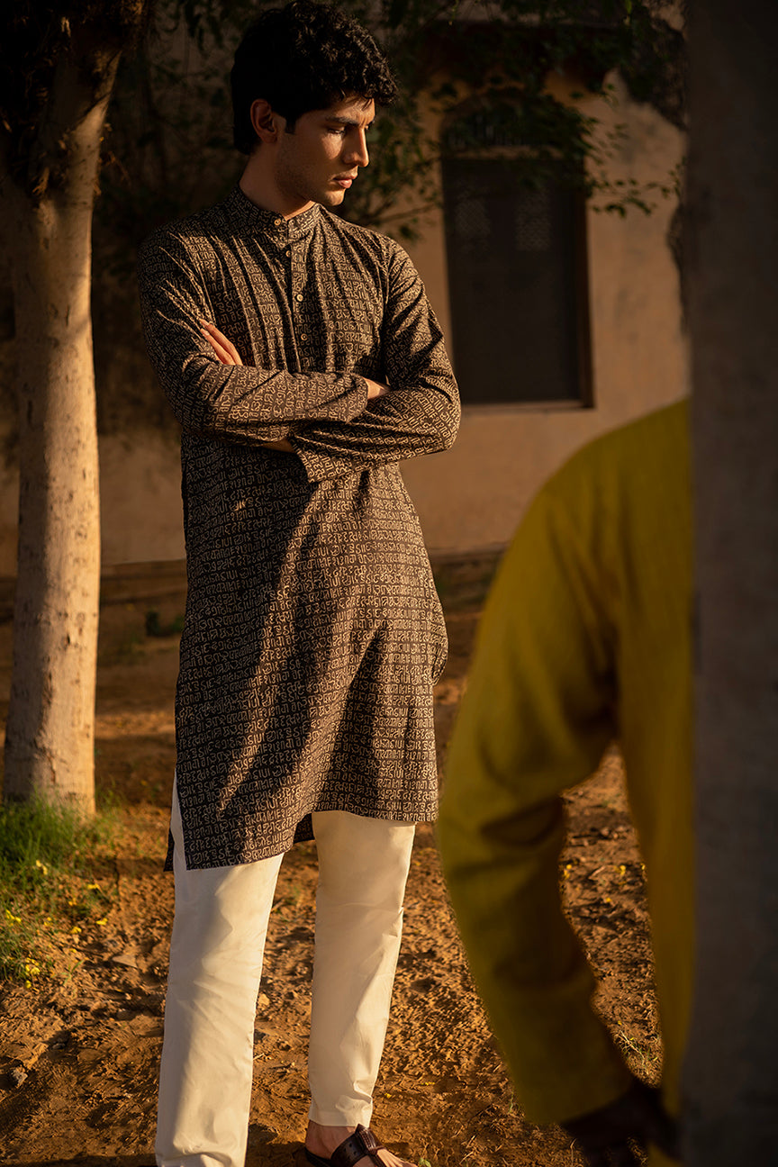 Kachchh Stone Grey Cotton Kurta