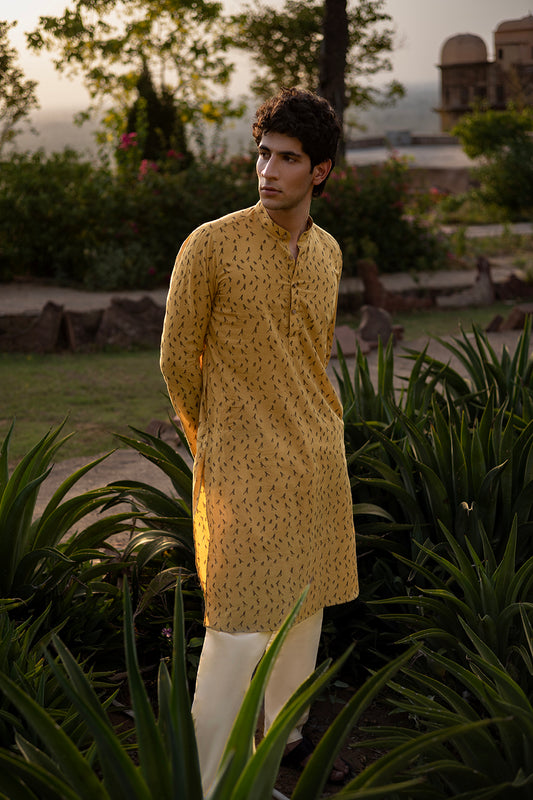 Parinda Yellow Cotton Kurta