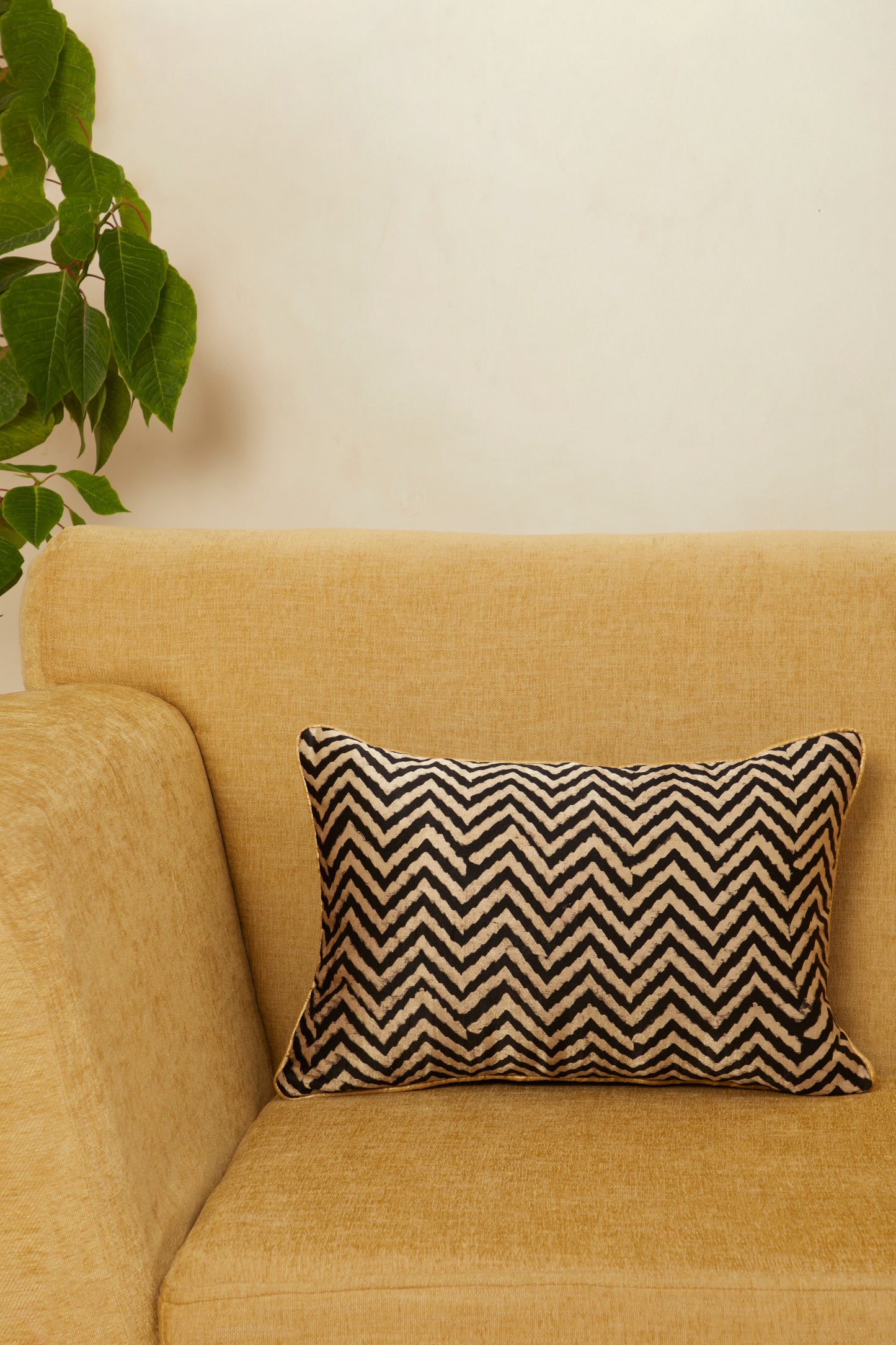 Tharangith Mashru Ajrakh Rectangle Cushion Cover