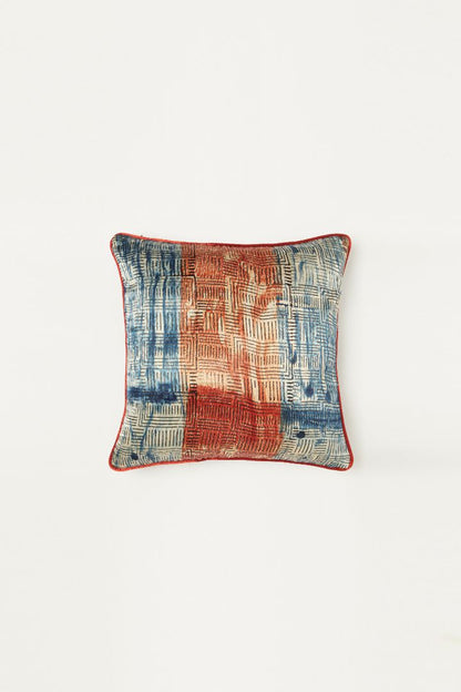 Anhad Red Mashru Ajrakh Square Cushion Cover