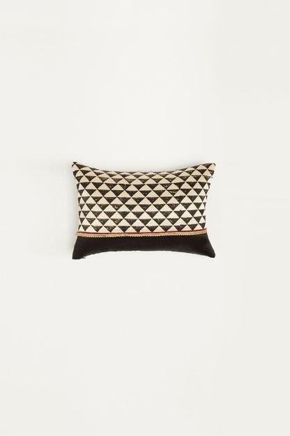 Trikoun Black Mashru Ajrakh Rectangle Cushion Cover