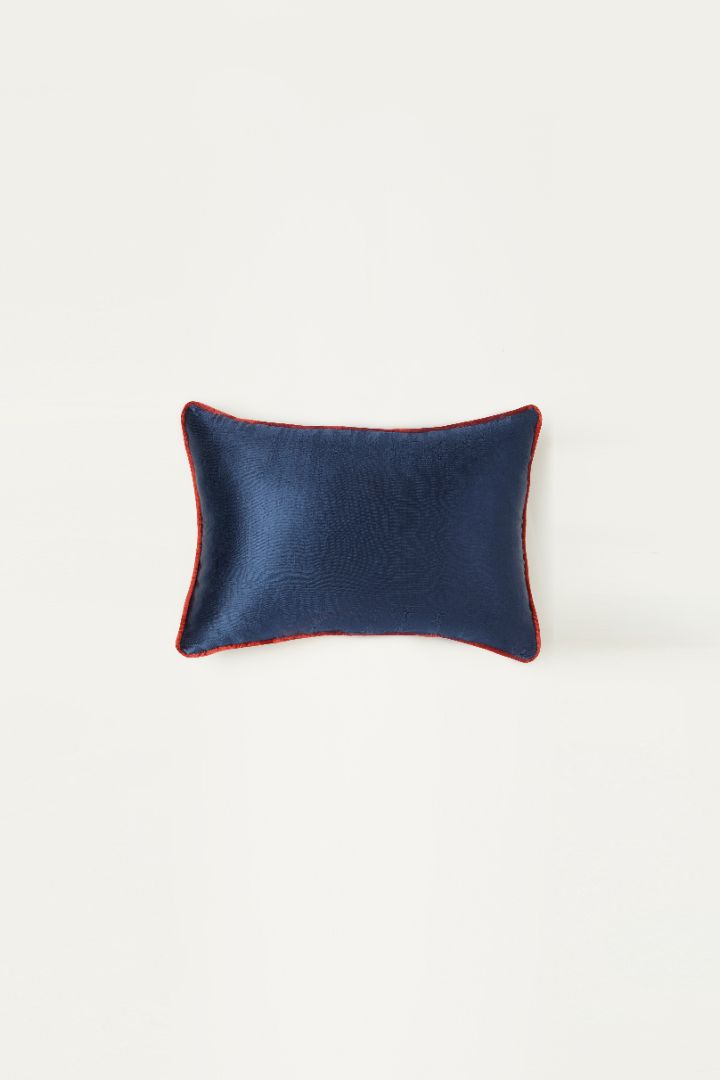 Anhad Blue Mashru Ajrakh Rectangle Cushion Cover