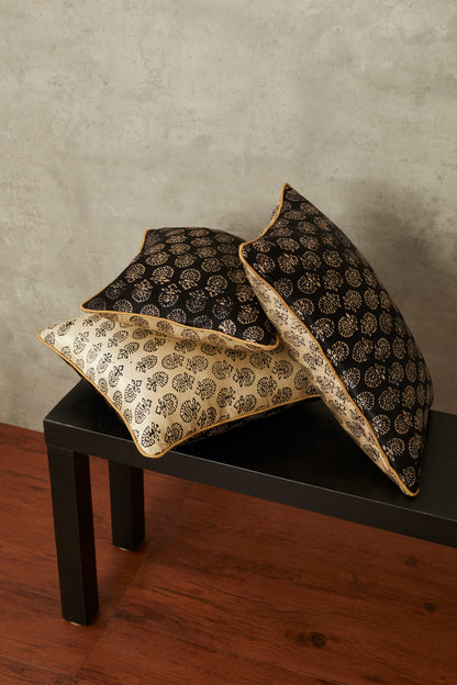 Chaap Mashru Ajrakh Square Cushion Cover